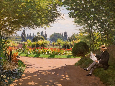 Claude Monet - 'Adolphe Monet in de tuin van Le Coteau in Sainte-Adresse' (1867) Art Prints Claude Monet